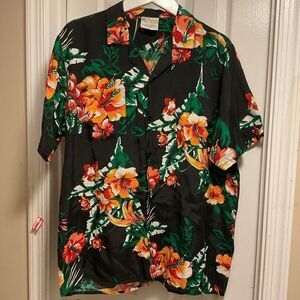 Vintage Vtg Tropical Fashions Warangal Rayon Hawaii  Hawaiian floral shirt sz.L